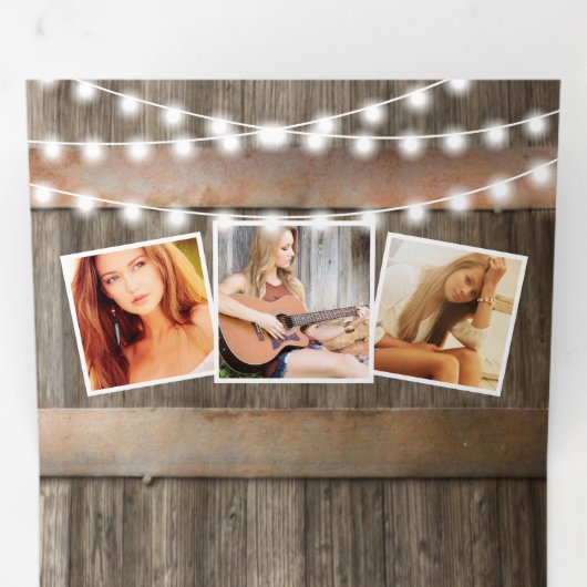 Invitation Trois Volets 2 en 1 Tournesol rustique 2025 Graduation (Intérieur en premier)