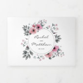 Invitation Trois Volets 3 en 1 Elégant Mariage floral rose (Page de couverture)