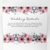 Invitation Trois Volets 3 en 1 Elégant Mariage floral rose (Intérieur en premier)