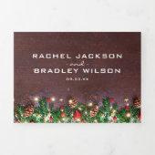 Invitation Trois Volets 3 en 1 Mariage d'hiver Noël Rustique (Page de couverture)