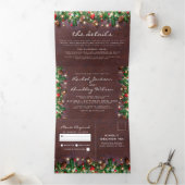 Invitation Trois Volets 3 en 1 Mariage d'hiver Noël Rustique (Intérieur)