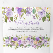 Invitation Trois Volets 3 en 1 Mariage floral violet rustique (Intérieur en premier)