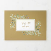 Invitation Trois Volets 50e anniversaire de mariage vert floral (Page de couverture)