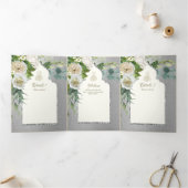 Invitation Trois Volets 6 pg NIKAH WALIMAH Blanc vert Mariage argent (Intérieur)