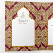 Invitation Trois Volets 6 pg NIKAH WALIMAH White Red Gold Ornate (Intérieur en premier)