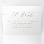 Invitation Trois Volets À Dernier Sage Green Minimalist Script Mariage (Intérieur en premier)