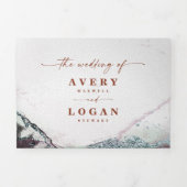 Invitation Trois Volets Abstrait moderne orange et Mariage de automne gri (Page de couverture)