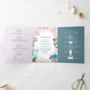 Invitation Trois Volets Alice au pays des merveilles Mariage