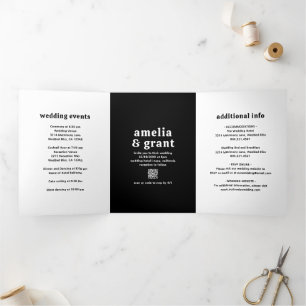 Invitation Trois Volets Amelia Black Mariage moderne