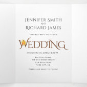 Invitation Trois Volets Ampersand Brown avec mariage de automne rose orang (Intérieur au milieu)