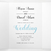 Invitation Trois Volets Ancre bleu aquarelle fleurs nautique mariage (Intérieur au milieu)