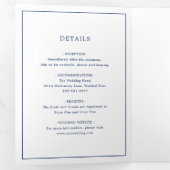 Invitation Trois Volets Ancre bleu marine Monogramme Nautique Élégant mari (Intérieur en premier)
