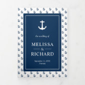 Invitation Trois Volets Ancre nautique bleu et blanc Mariage hippocampe (Page de couverture)