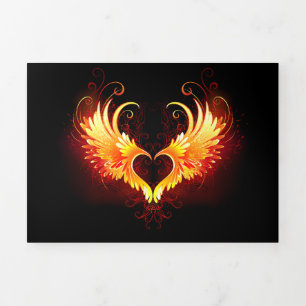 Invitation Trois Volets Angel Fire Heart with Wings