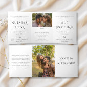 Invitation Trois Volets Anglais et Espagnol Nuestra Boda Mariage bilingue