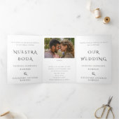 Invitation Trois Volets Anglais et Espagnol Nuestra Boda Mariage bilingue (Intérieur)