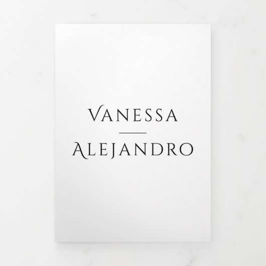 Invitation Trois Volets Anglais et Espagnol Nuestra Boda Mariage bilingue (Page de couverture)