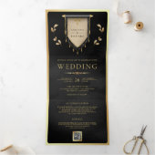Invitation Trois Volets Antique Black Gold Soll Mariage médiéval (Intérieur)