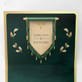 Invitation Trois Volets Antique Emerald Green Gold Soll Mariage médiéval (Intérieur en premier)