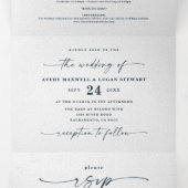 Invitation Trois Volets Aquarelle Abstraite moderne Rose de marine Mariage (Intérieur au milieu)