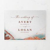 Invitation Trois Volets Aquarelle Abstraite moderne Terra Cotta Mariage (Page de couverture)