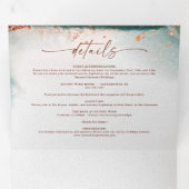 Invitation Trois Volets Aquarelle Abstraite moderne Terra Cotta Mariage (Intérieur en premier)