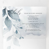 Invitation Trois Volets Aquarelle bleu foncé TOUS EN UN MARIAGE (Intérieur en premier)