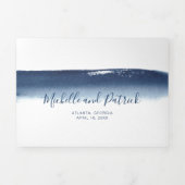 Invitation Trois Volets Aquarelle bleu marine moderne Mariage élégant (Page de couverture)