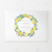 Invitation Trois Volets Aquarelle botanique Citron Mariage d'été (Page de couverture)