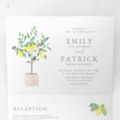 Invitation Trois Volets Aquarelle botanique Citron Mariage d'été (Intérieur en premier)