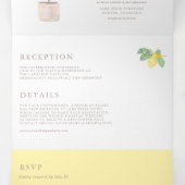 Invitation Trois Volets Aquarelle botanique Citron Mariage d'été (Intérieur au milieu)