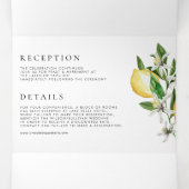 Invitation Trois Volets Aquarelle Citrons et fleurs de citron Mariage (Intérieur au milieu)
