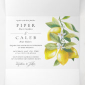 Invitation Trois Volets Aquarelle Citrus Lemon BlossMariage (Intérieur au milieu)