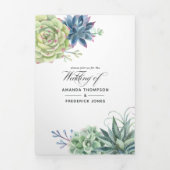 Invitation Trois Volets Aquarelle Desert Cactus Succulents Mariage Tri-Fo (Page de couverture)