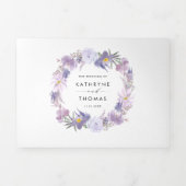 Invitation Trois Volets Aquarelle Dusty Purple Fleurs Mariage botanique (Page de couverture)