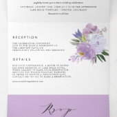 Invitation Trois Volets Aquarelle Dusty Purple Fleurs Mariage botanique (Intérieur au milieu)
