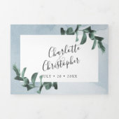 Invitation Trois Volets aquarelle eucalyptus bleu tout en un mariage (Page de couverture)