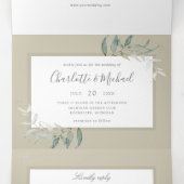 Invitation Trois Volets aquarelle feuillage végétation botanique (Intérieur au milieu)