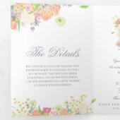 Invitation Trois Volets Aquarelle Floral Jardin Mariage Crest (Intérieur en premier)