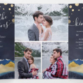 Invitation Trois Volets Aquarelle Golden Mountains Photo Collage Mariage (Intérieur au milieu)