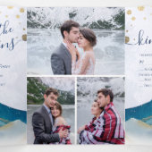 Invitation Trois Volets Aquarelle Golden Mountains Photo Collage Mariage (Intérieur au milieu)