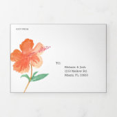 Invitation Trois Volets Aquarelle Hibiscus été Tropical Orange (Page de couverture)