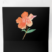 Invitation Trois Volets Aquarelle Hibiscus été Tropical Orange (Intérieur en premier)