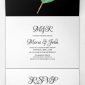 Invitation Trois Volets Aquarelle Hibiscus été Tropical Orange (Intérieur au milieu)