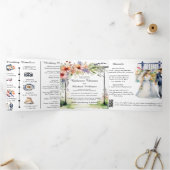 Invitation Trois Volets Aquarelle Jardin Fleur sauvage de clôture Mariage (Intérieur)