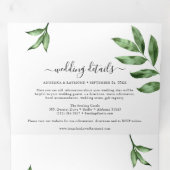 Invitation Trois Volets Aquarelle naturelle Peint à la main Mariage de ver (Intérieur en premier)