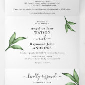 Invitation Trois Volets Aquarelle naturelle Peint à la main Mariage de ver (Intérieur au milieu)