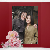 Invitation Trois Volets Aquarelle Peony | Photo Mariage chinois (Intérieur au milieu)