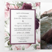 Invitation Trois Volets Aquarelle romantique | Mariage Boho (Intérieur en premier)