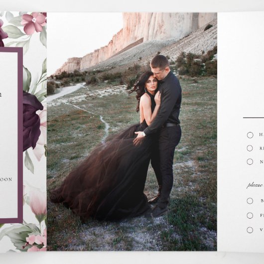 Invitation Trois Volets Aquarelle romantique | Mariage Boho (Intérieur au milieu)